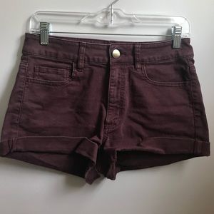 Burgundy Denim Shorts